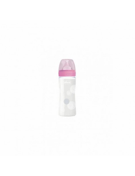 Chicco biberon en verre 240ml rose