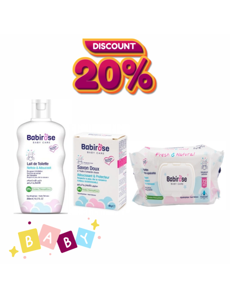 babirose pack lait de toilette + lingette + savon