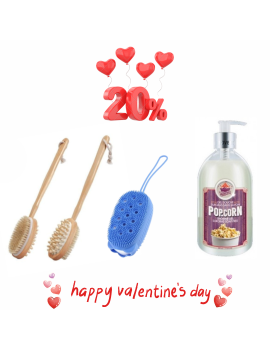 Azal Eponge de douche + azal brosse de douche + Les petits bains de provence gel douche popcorn 500ml