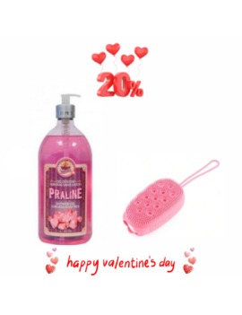 Azal eponge douche en silicone+Les petits bains  de provence gel douche praliné 1L