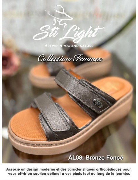 sabot orthopedique 2 straps bronze fonce  p39